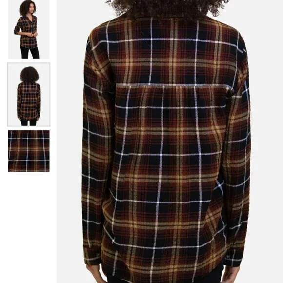 beachlunchlounge Elliot Shirt - Bon Bon Brown Black Plaid Size XL - Picture 2 of 12